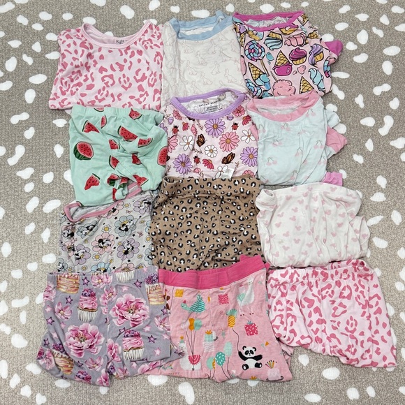 Lot of 12 bamboo pajamas set tee shorts pants kyte little sleepies toddler girl